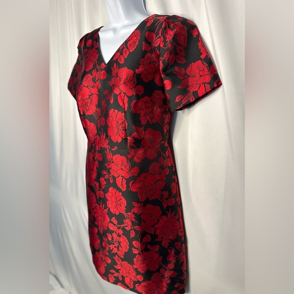 Talbots Back Bow Floral Jacquard A-line Dress (812) - Picture 7 of 16